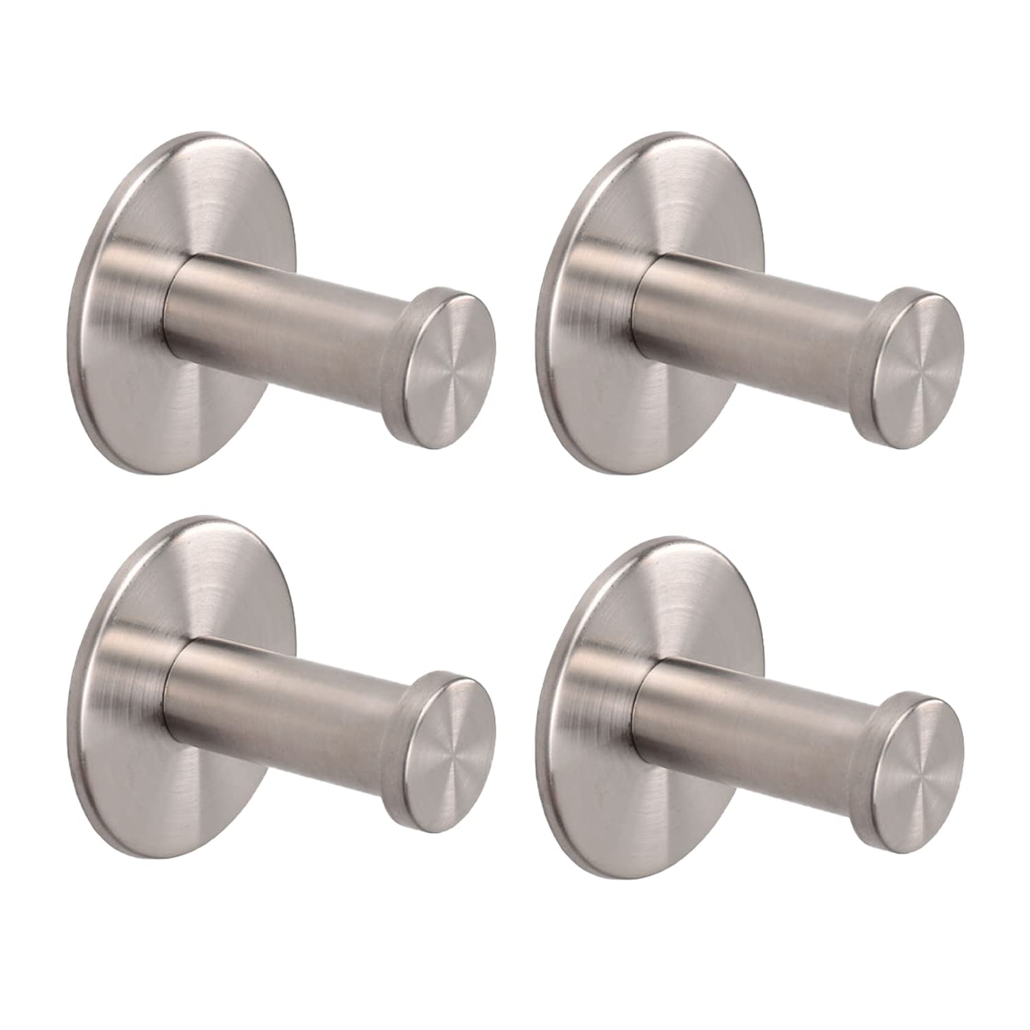 Handtuchhaken, 4er-pack, Selbstklebende Kleiderhaken, Robust, Ohne Bohren, Bademantelhaken, Strapazierfähig, Edelstahl 304, 5 Cm, Gebürstet