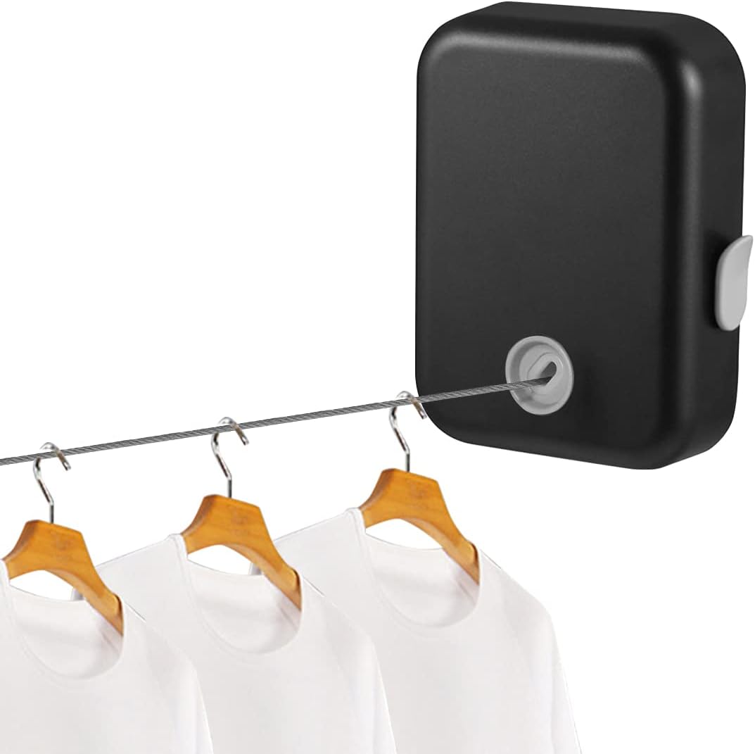 Teleskopische, Einziehbare Wäscheleine, Robust, 4,3 M – Unsichtbar Für Badezimmer, Dusche, Waschküche, Balkon (schwarz)