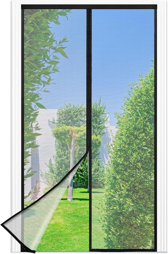 Fliegengitter Für Balkontüren, Magnetisch, 110 X 210 Cm, Starke Magnete, 4 Cm Breiter Klettverschluss, Fliegengittertüren Ohne Bohren, Insektenschutz