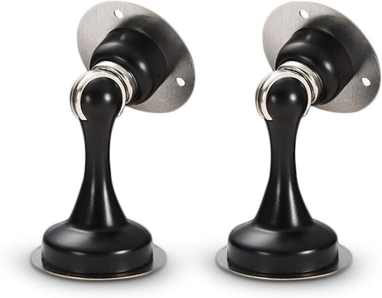 2er-pack Robuste, Magnetische Türstopper Aus Edelstahl, Verchromt – Schwarz