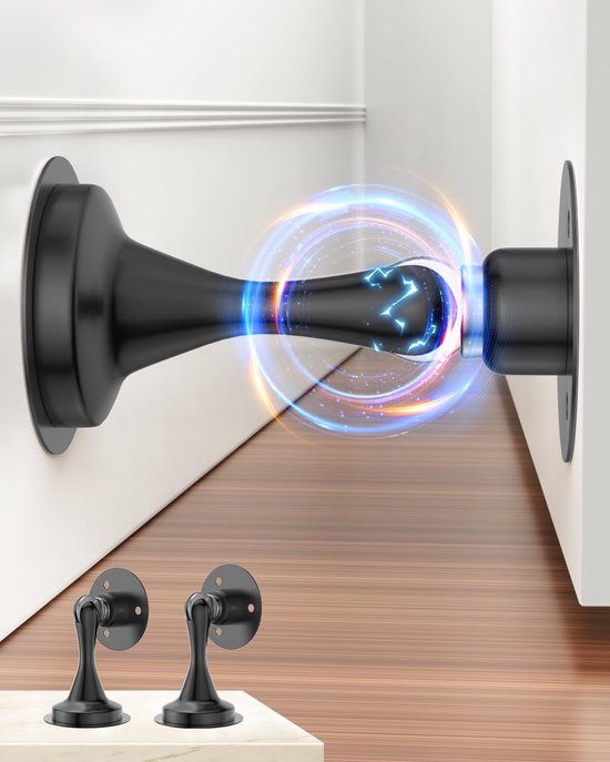 Magnetische Türstopper (für Die Unterseite Der Tür): 2er-pack Türstopperhalterungen Aus Edelstahl Mit Magneten Zur Wand- Und Bodenmontage, Einfache Und Schraubenlose Türsicherung (schwarz)