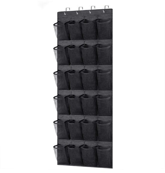 Hängender Schuhschrank Mit 24 Atmungsaktiven Netzfächern, Kleiderschrank-organizer Für Die Tür, 56 X 150 Cm, Schwarz.