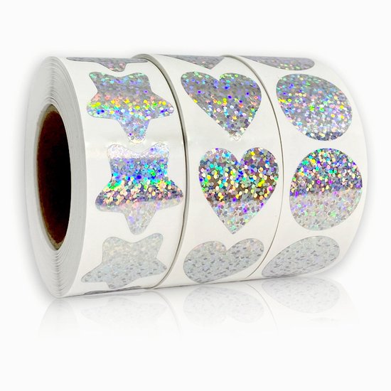 3 Etikettenaufkleber, Geschenkanhänger, Belohnungsaufkleber, Aufkleber Auf Einer Rolle, 500 Stück Pro Rolle, Siegelaufkleber, Dekorationsaufkleber, Wasserfest, 2,5 Cm, Silberfarben
