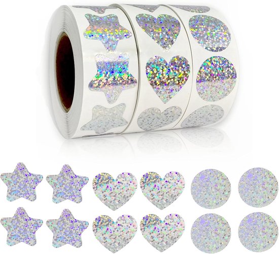 3er-packung 500 Blatt/rolle 3,8 Cm Silberne Wasserfeste Geschenk- Und Belohnungsaufkleber