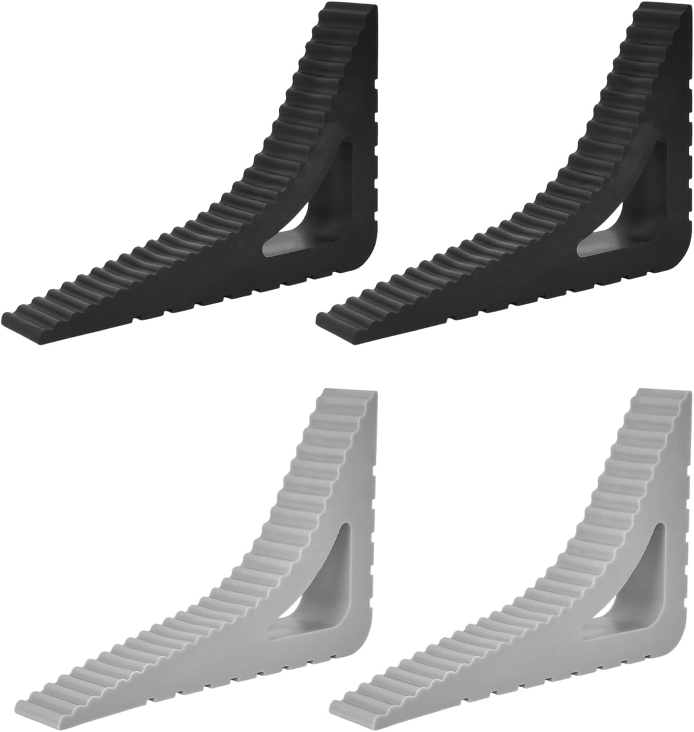 Vier Türstopper, Rutschfeste Türstopper, Gummitürstopper, Bewegliche Türstopper, Für Alle Bodenarten Im Innen- Und Außenbereich (grau, Schwarz)