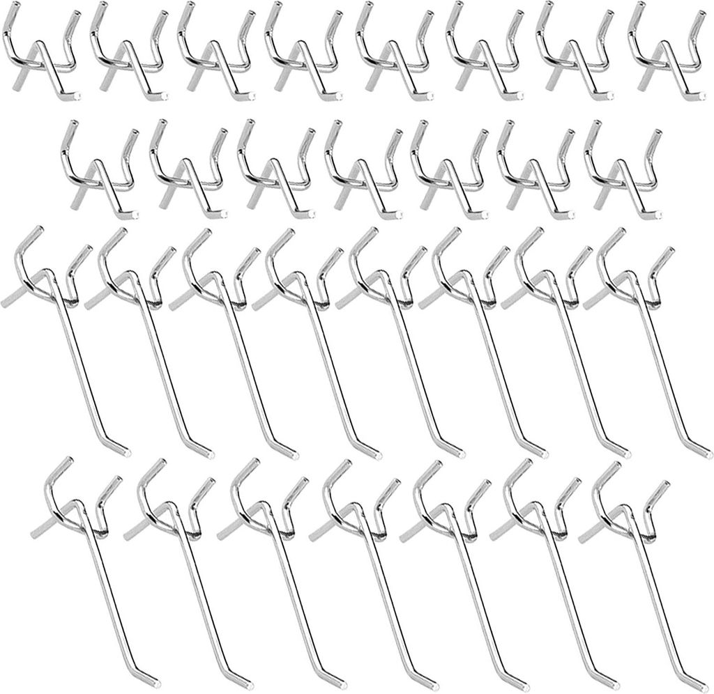 Werkzeugwandhaken, Lochwandhaken, Für Lochwände, Supermarktregale, Baumärkte Und Geräteschuppen, 10 Cm Und 5 Cm Länge, Einzelhaken, 30er-packung.