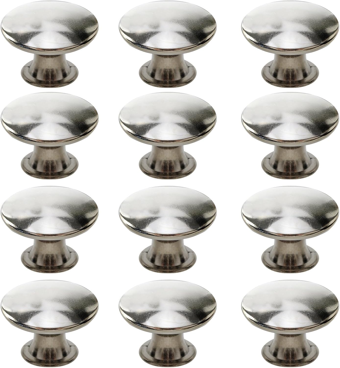 12-teiliges Set Silberfarbener, Runder Metall-schrankknöpfe Mit Schrauben Für Schubladen-, Küchenschrank- Und Kleiderschranktüren, 30 X 21 Mm