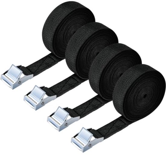 4er-pack Hochbelastbare, 6 M Lange, Verstellbare Ratschengurte (tragkraft 250 Kg, Schwarz) Für Gepäck