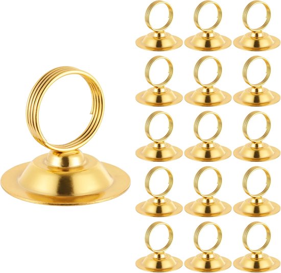 Set Mit 16 Tischkartenhaltern Aus Stahl (goldfarben) Für Fotos, Menükarten, Notizkarten, Hochzeiten, Restaurants Und Geburtstagsfeiern