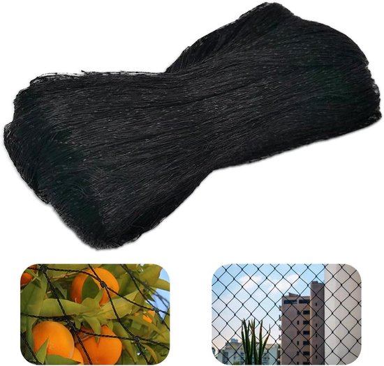 Großes Gartenvogelnetz & Teichabdeckung (7,5 X 15 M, Schwarz), Schützendes Netz Für Obstbäume & Pflanzen.
