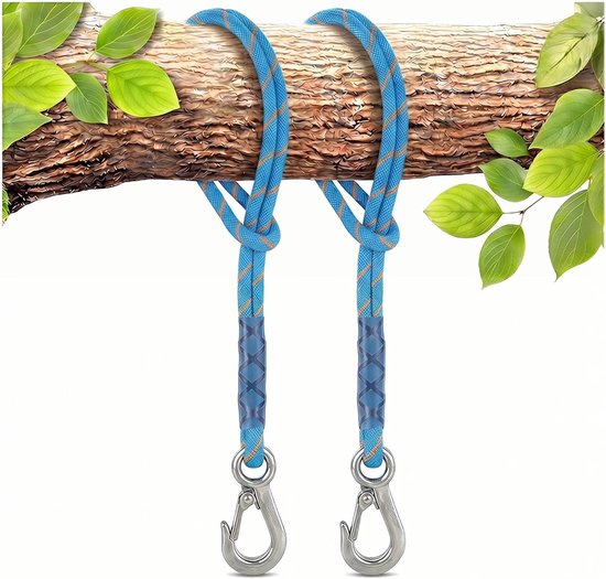 Baumhängematten-befestigungsset – 2 Verstellbare Gurte Mit Karabinern – 60 Cm – Geeignet Für Schaukeln Und Hängematten – Blau