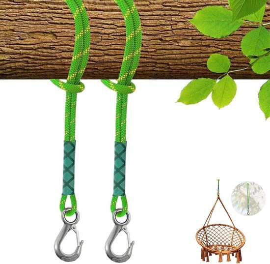 Baumhängematten-befestigungsset – 2 Verstellbare Gurte Mit Karabinern – 60 Cm – Geeignet Für Schaukeln Und Hängematten – Grün