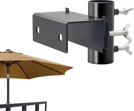 Balkon-sonnenschutzhalterung, Sonnenschutzständer, Metall, Schwarz, Verstellbar, Balkongeländermontage, Sonnenschutzfuß, Platzsparend, Universell, Robust