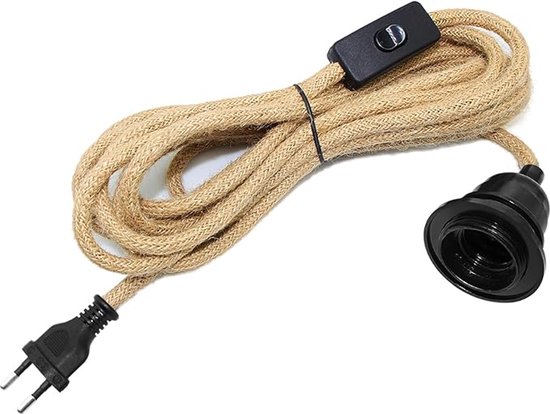 E27-lampenfassung Mit Kabel Und Stecker + E27-fassung, Vergoldetes Kabel Mit Stecker, 4,5 M, Grau, Ohne Lichtquelle