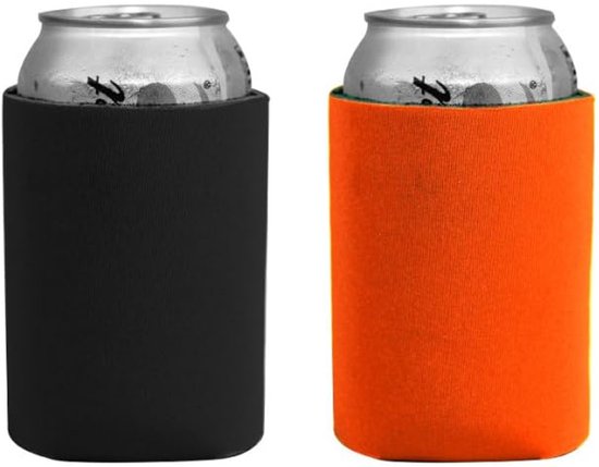 Dosenkühler, 2er-set, Bierdosenhülle, Neopren, Flaschenkühler, Extra Dicke Isolierhülle, Kühlhülle Für Softdrinkdosen, 9,5 X 12,5 Cm, Schwarz + Orange