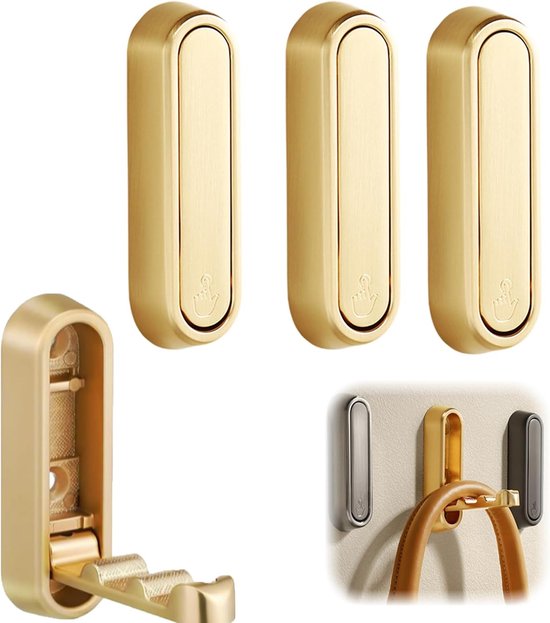 4er-packung Goldene, Faltbare Wandhaken Aus Zinklegierung (7,4 X 2,4 X 1,3 Cm)