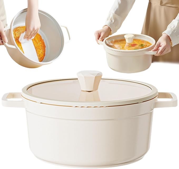 Holländischer Brotbacktopf, Holländischer Brotbacktopf Mit Deckel, 5-liter-antihaft-brotbacktopf Mit Umluftdeckel, Doppelgriffen, Emaillierter Topf, Für Herdplatten Und Induktionsherde.