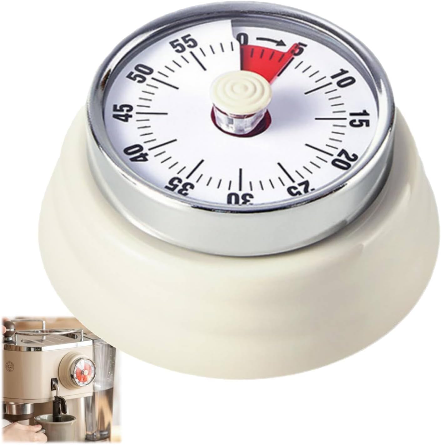 Mechanischer Küchentimer Mit 60-minuten-visualisierung, Magnetischer Countdown-uhr Für Backen, Klassenzimmer Und Büro (cremeweiß)