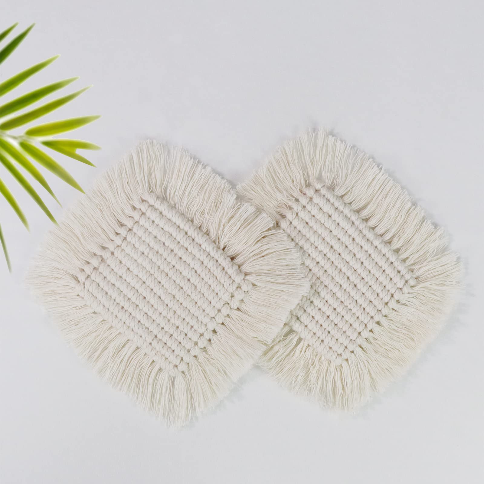 Saugfähige Untersetzer, Tischuntersetzer Aus Holz Im Böhmischen Stil, Spitzenuntersetzer, Untersetzer-set Im Landhausstil, Geeignet Für Verschiedene Tassen Und Becher, 2 Quadratische Stück, Beige.