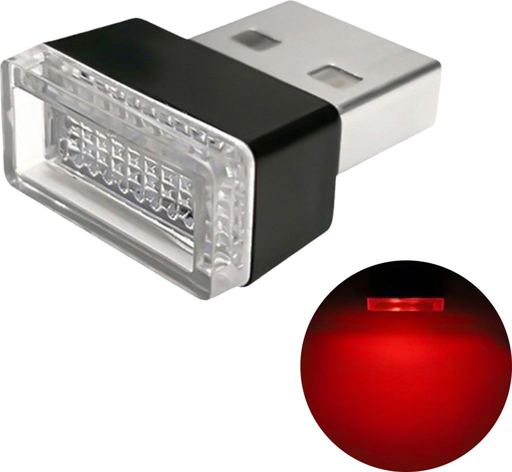 10 Auto-ambienteleuchten, Usb-led-ambienteleuchten, Dekorative Usb-nachtlichter Zum Einstecken, Universelle Auto-innenraumbeleuchtung – Rotes Licht