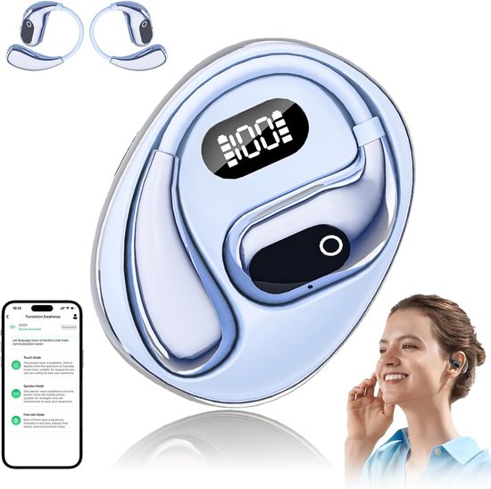 Kopfhörer Mit Ki-übersetzungsfunktion, Sprachübersetzer Unterstützt 138 Sprachen, Offener Übersetzer, Bluetooth-kopfhörer (azurblau)
