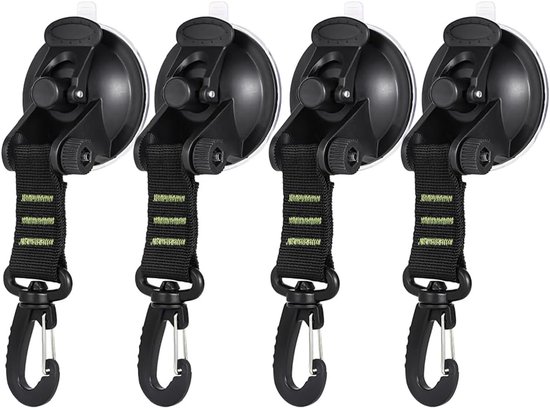 4 Saugnäpfe Mit Haken, Extrem Starke Saugkraft, Tragkraft 10 Kg, Für Camping, Wohnmobile, Zelte, Autos, Sonnensegel, Markisen, Autospanner, Schwarz