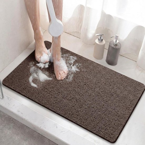 Duschmatte – 60 X 60 Cm (quadratisch) – Polyvinylchlorid (pvc) – Rutschfest – Weicher Luffaschwamm – Mit Abflusslöchern – Schnelltrocknend – Farbe: Grau