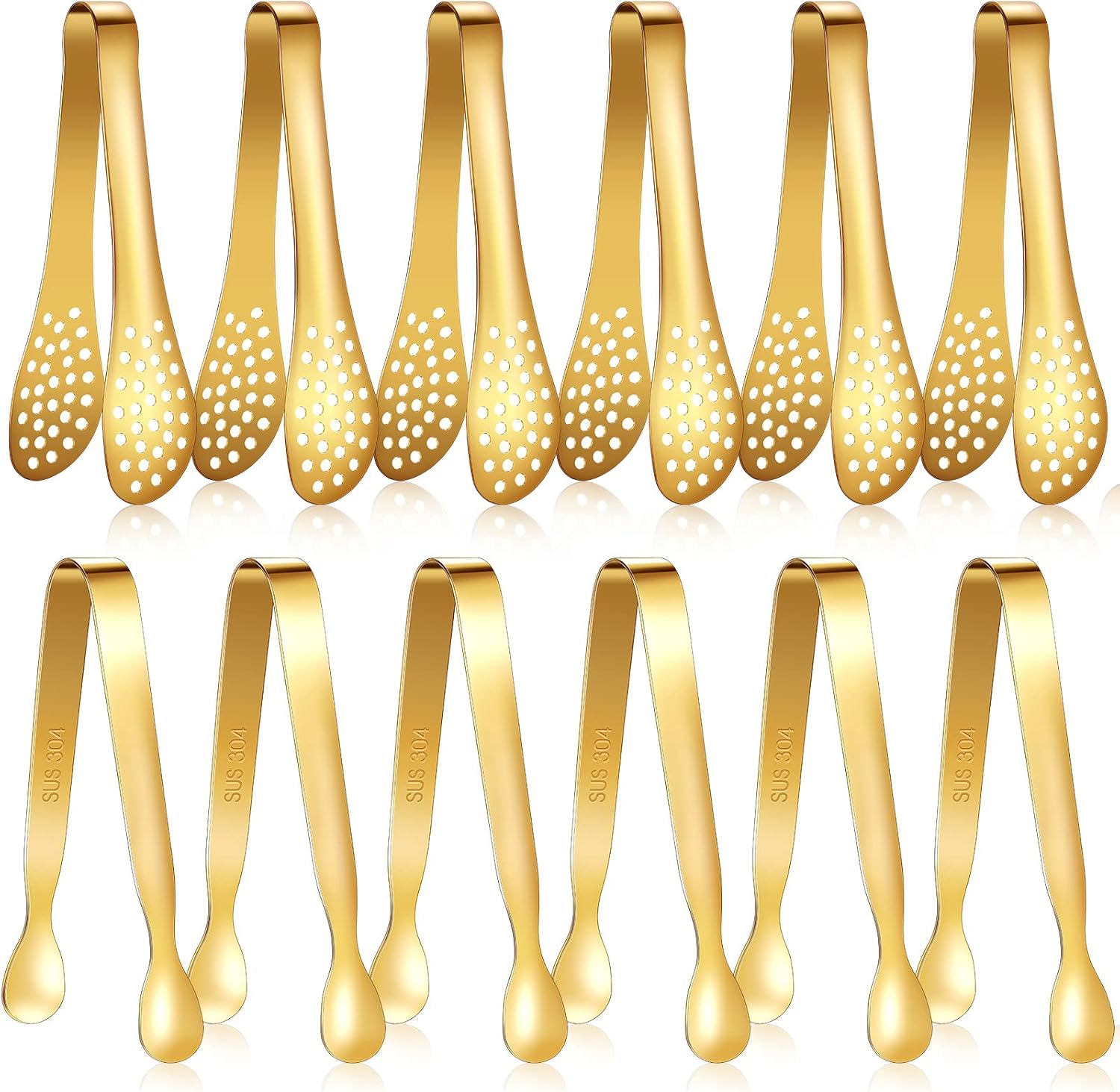 12 Mini-servierzangen, 12,7 Cm Kleine Zangen – Eiszange, Zuckerzange Für Vorspeisen, Teepartys, Kaffeeecken Und Desserts (gold)