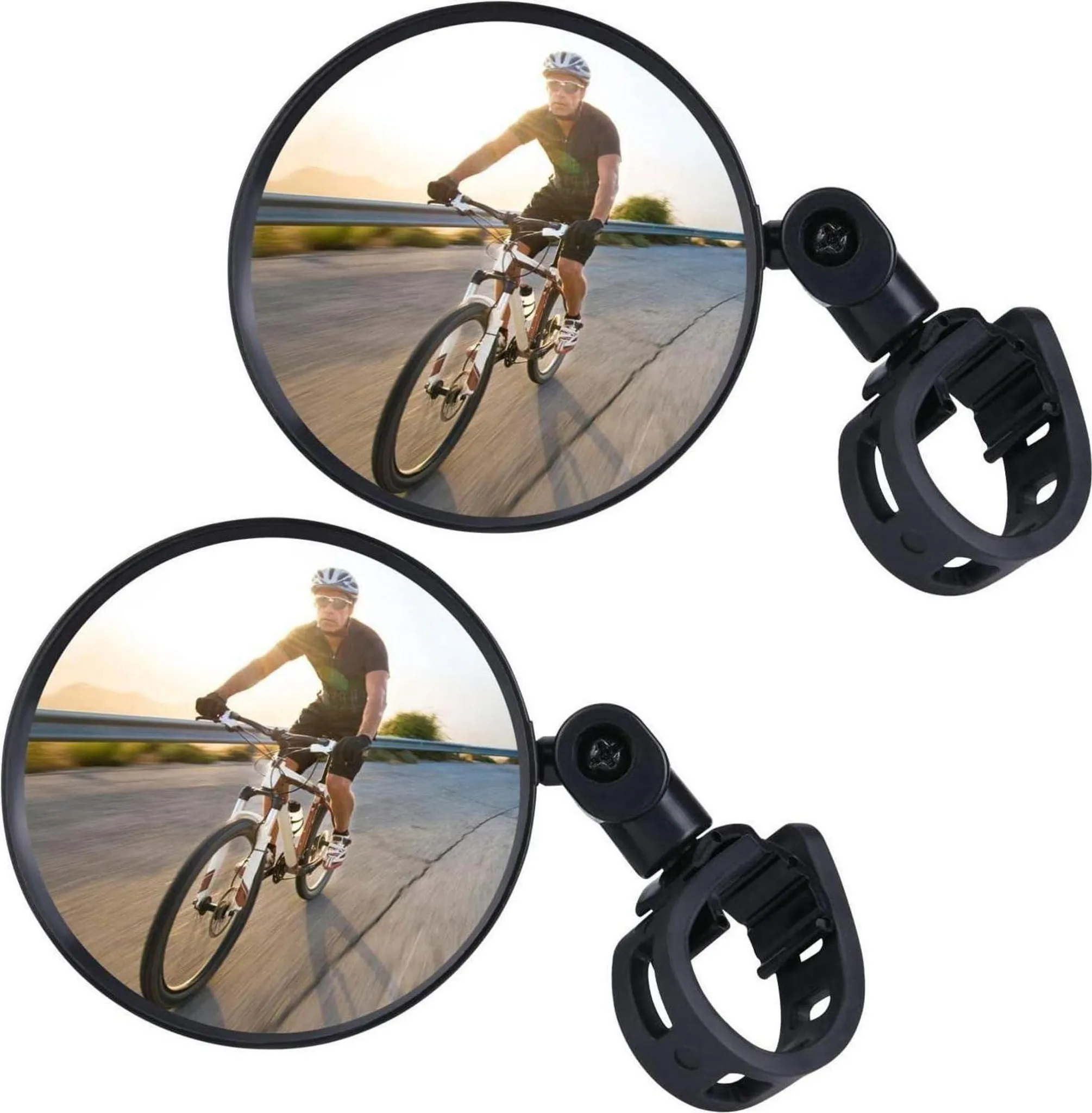 Zweiteiliges Set – Fahrradrückspiegel, 360° Drehbarer Konvexer Rückspiegel – Schwarz