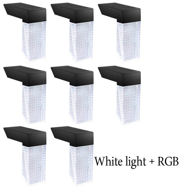Ein Set Aus 8 Wasserdichten Solarleuchten Für Den Außenbereich Mit Sensoren, Geeignet Für Treppen Und Gärten, Mit Weißer Und Rgb-beleuchtung.