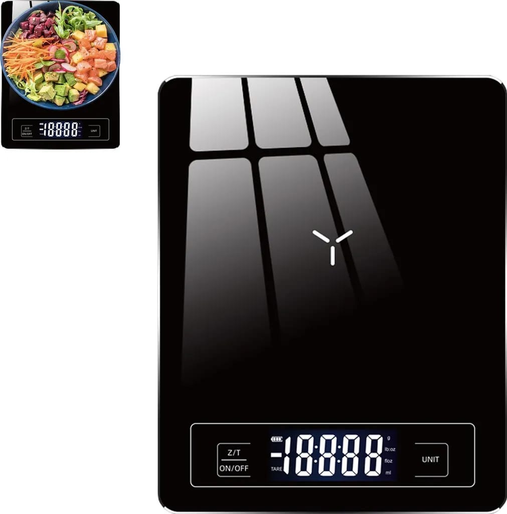 Elektronische Küchenwaage, Usb-aufladbar, Genauigkeit 1 G-5000 G, Lcd-touchscreen, Küche, Lebensmittel, Backen, Grammgenaue Genauigkeit, Schwarz, Tragbar.