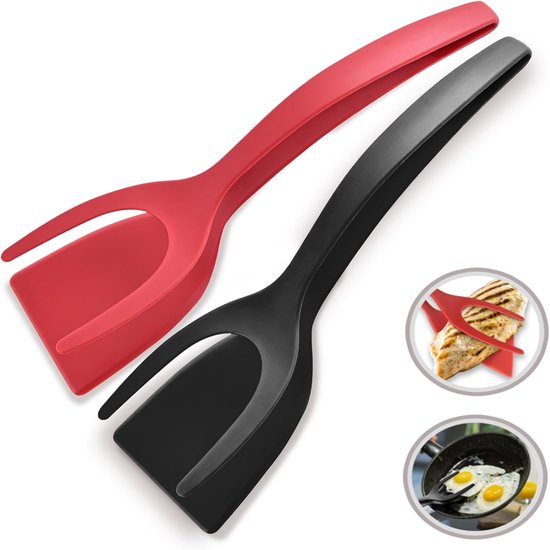 Spatel – Küchenutensilien – Silikonspatel – Küchenspatel – 2-in-1-kochspatel – Rot Und Schwarz – 2-teiliges Set
