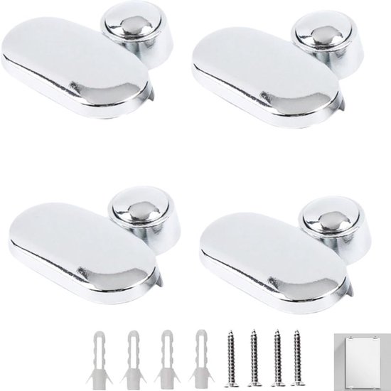 4-teiliges Set 41x37x6mm Silberne Spiegelclip-halterungsplatten Für Badezimmerwaschtische