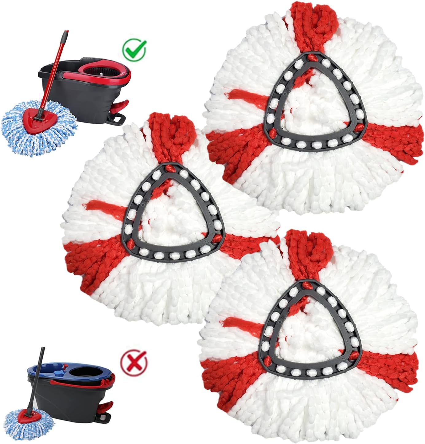 Geeignet Für Moppköpfe, Die Mit Dem Vileda 2-in-1 Turbo Mop Ersatzkopf Mikrofaser (rot, 3er-pack) Kompatibel Sind