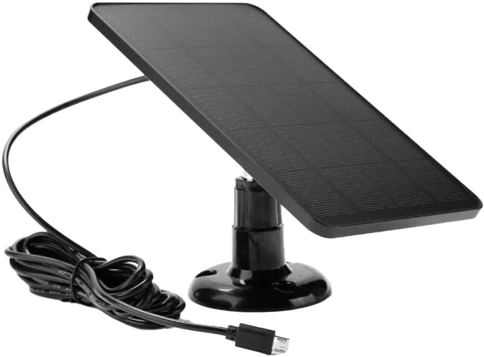 Solarpanel Für Sicherheitskameras Mit Usb-c-anschluss, Akkuladegerät Mit 3 M Kabel Und 360°-halterung (schwarz)