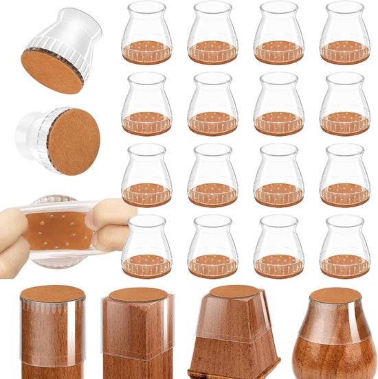 24 Silikon-stuhlbeinschoner Mit Filzgleitern, Kratzfeste Und Geräuschdämpfende Möbelgleiter Für 3,3–5 Cm Dicke Hartholzfüße