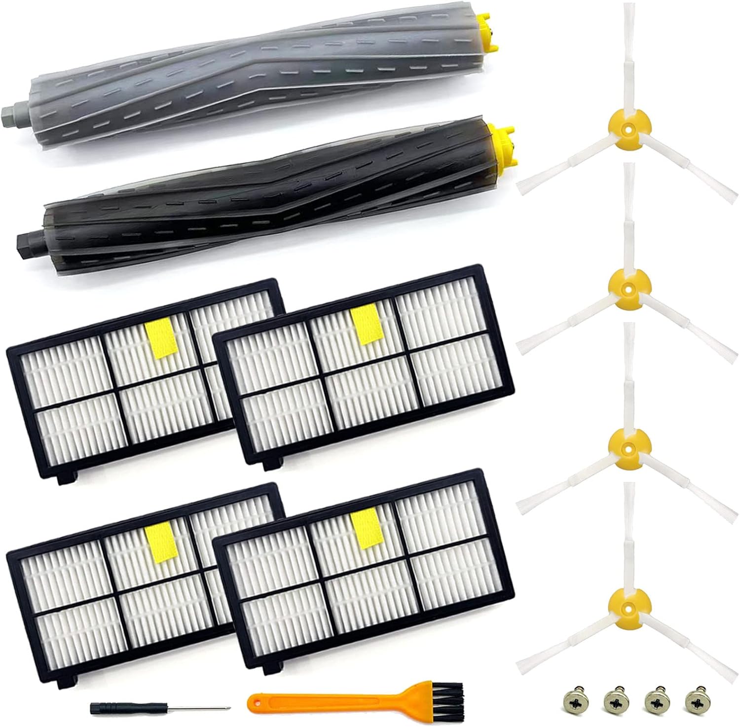 Ersatzteilset Für Irobot Roomba 8/9 Serie Saugroboter, 15-teilig (1 Hauptbürste + 4 Seitenbürsten + 4 Filter + 1 Reinigungsbürste + 1 Schraubendreher)