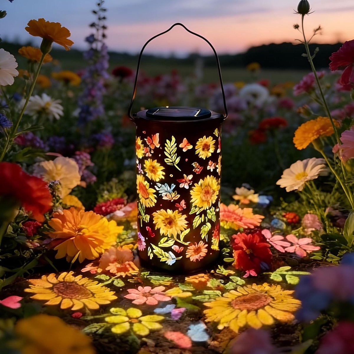 Solarbetriebene Gartenbeleuchtung, Bunte Sonnenblumen-solar-gartenlampe Zum Aufhängen, 1 Stück, Wasserdicht, Für Garten Und Wege, Mehrfarbig, 1 Stück