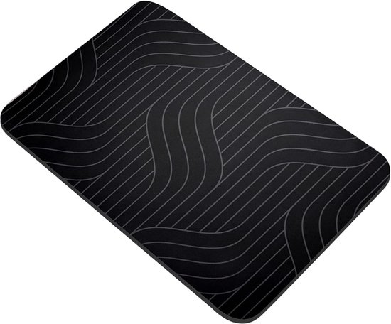Kieselgur-badematte, Schnelltrocknend, Rutschfest, 40x60 Cm, Schwarz.