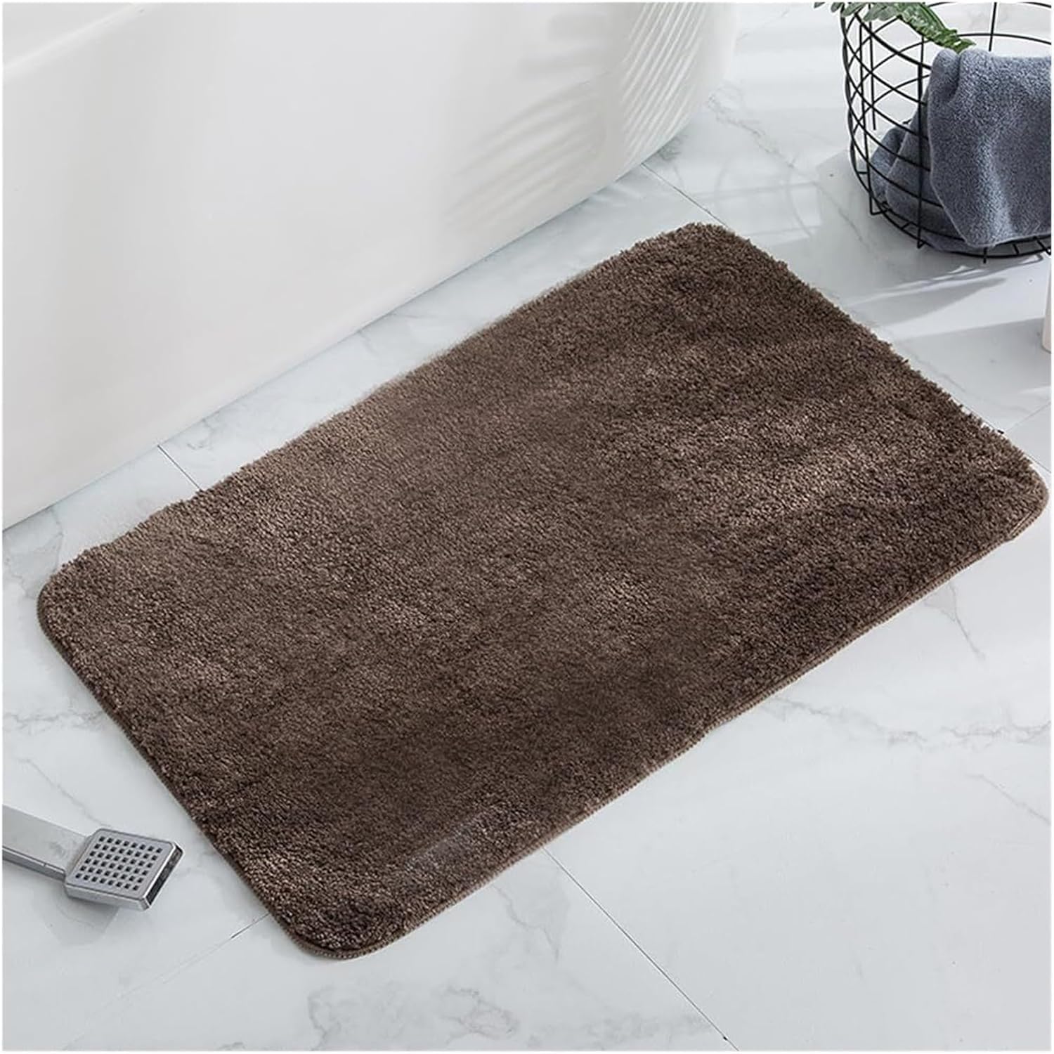 Weiche Mikrofaser-badematte, Flauschig, Super Saugfähig, Rutschfest, Kaffeebraun, 40 X 60 Cm