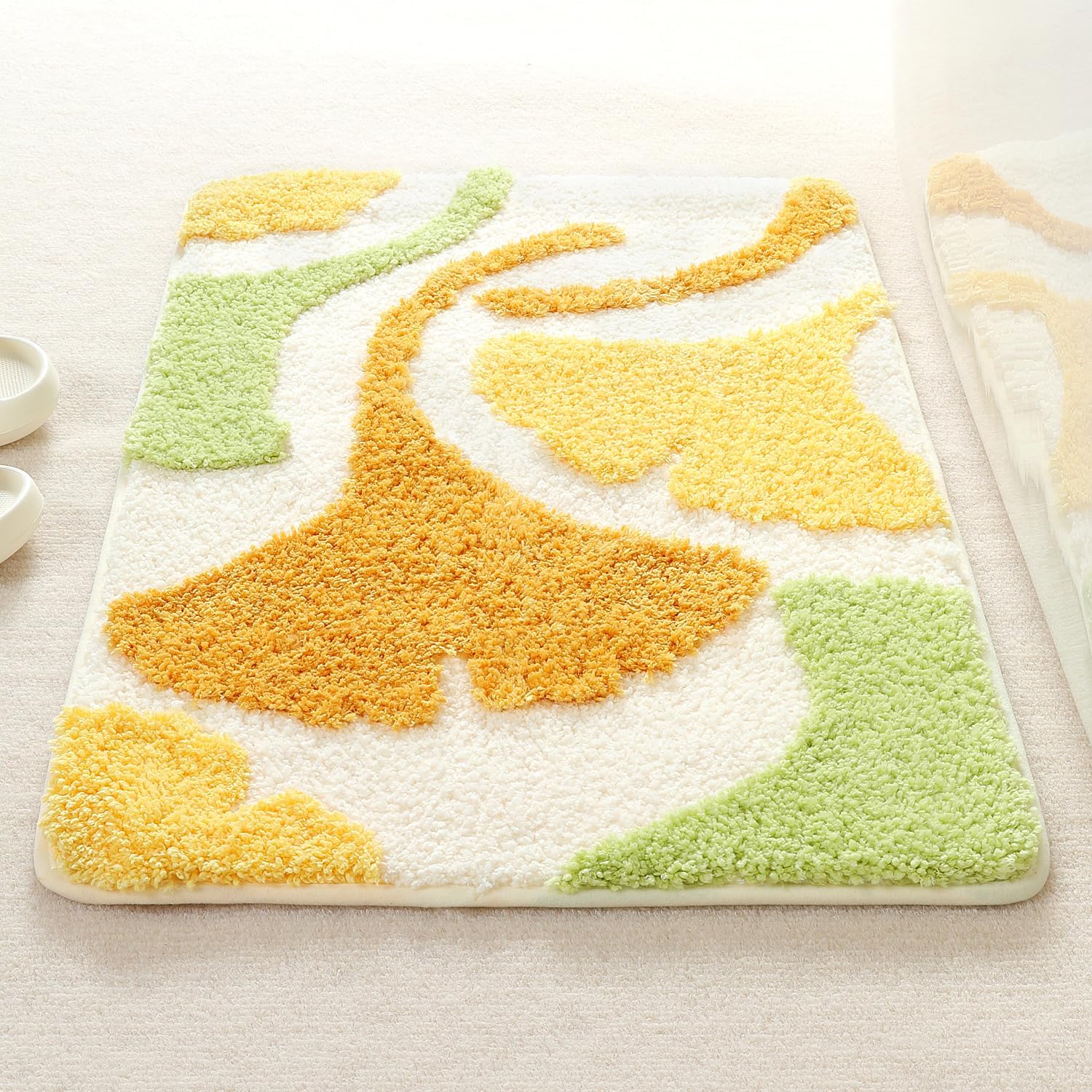 Niedliche Badezimmermatte, Rutschfeste Duschmatte, Entzückend Weicher, Super Saugfähiger Mikrofaser-plüschteppich, Größe 40 X 60 Cm (ginkgoblatt).
