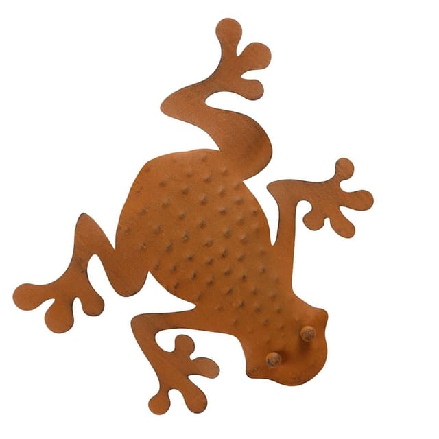 Buri - Deko Frosch aus Metall rostbraun Dekofigur Wanddeko Gartendeko Gartenfigur