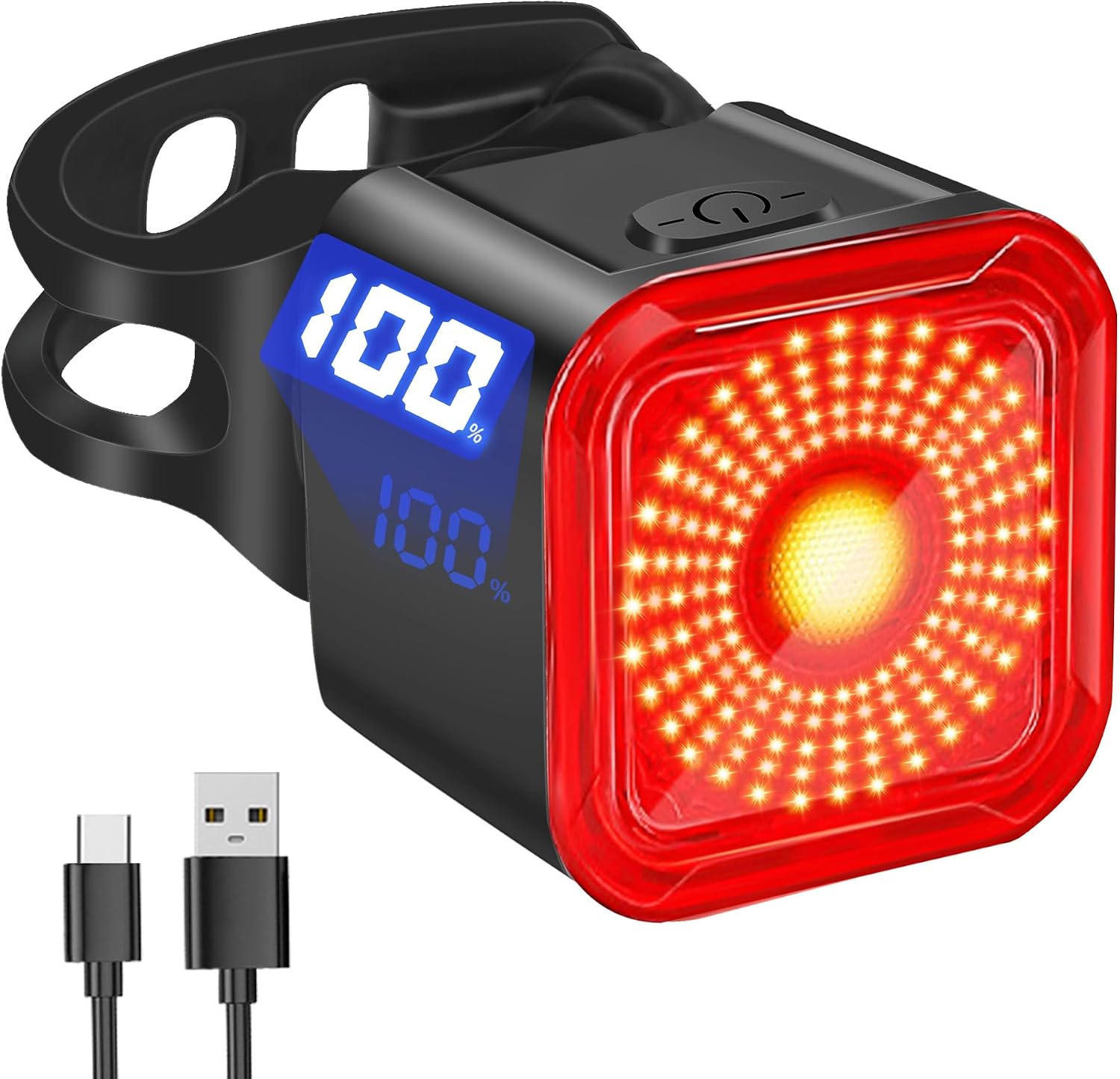 Fahrradrücklicht Mit Led-anzeige, Usb-c-aufladung, 6 Leuchtmodi, Ip55 Wasserdicht, Superhell Für Nachtfahrten, Rennrad/mountainbike