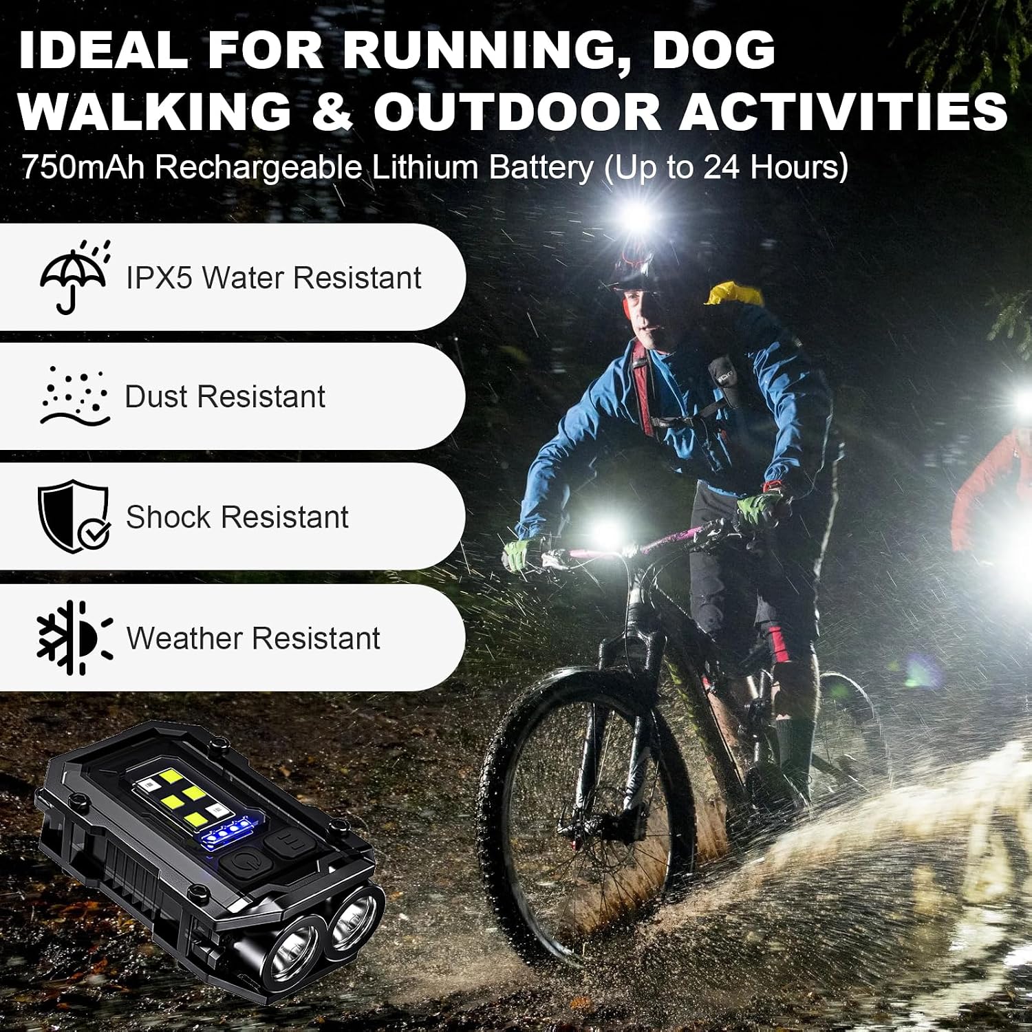 500 Lumen Clip-taschenlampe – 2 Stück, 8 Modi, Wiederaufladbar, Sicherheitslicht – Läufer – Tragbare Cob-taschenlampe – Nachtarbeit – 8 M – 2 Stück