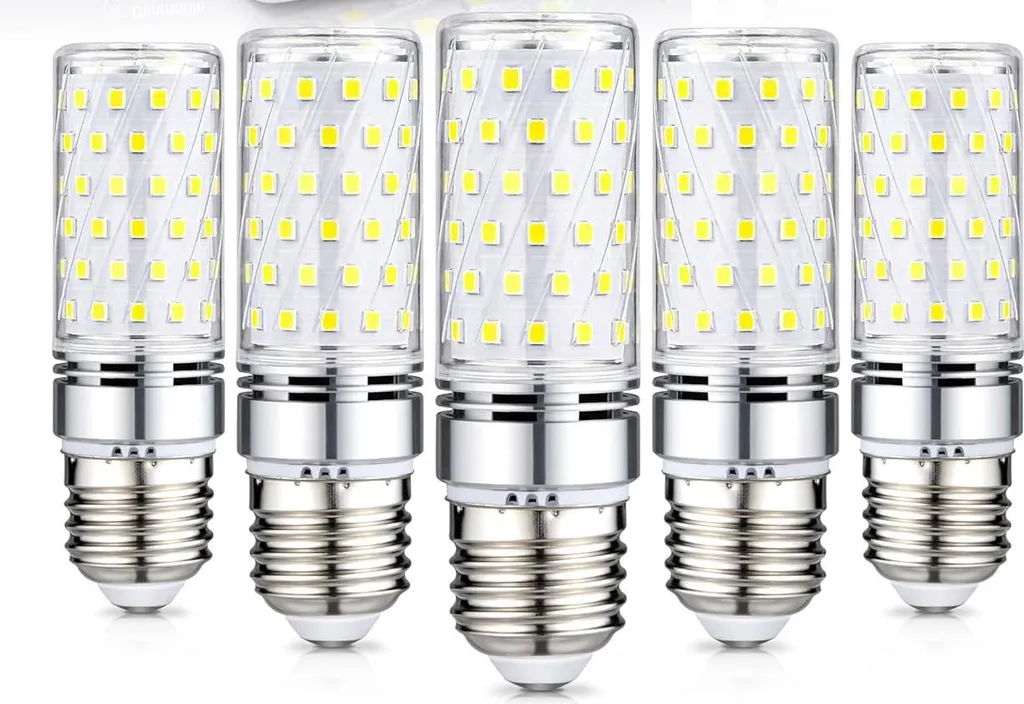 Sechs Led-lampen, 16 W, 6000 K Kaltweiß, 1600 Lumen, Ersetzt 150 W Glühlampe, Energiesparend, Maisspulen-design.