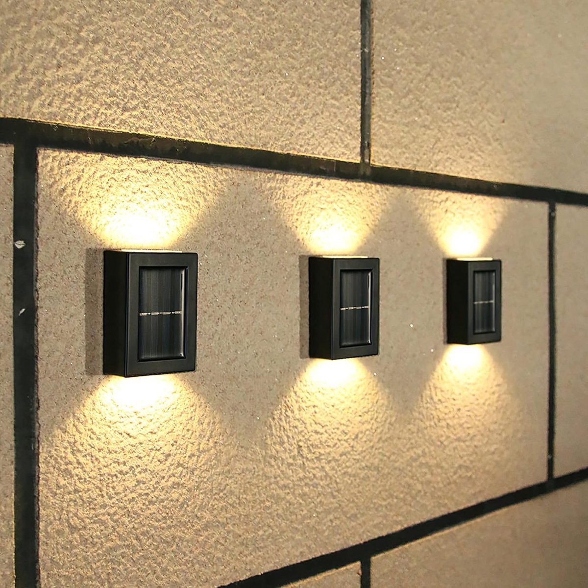 4er-pack Ip65 Wasserdichte Led-solar-wandleuchten, Dekorative Außenbeleuchtung Für Hof, Treppe Und Zaun (oben & Unten)