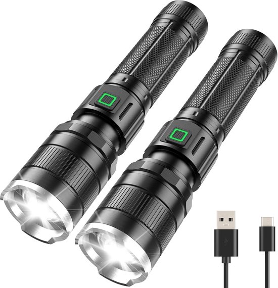 Wiederaufladbare Led-taschenlampen, 2er-pack, 10.000 Lumen, Zoombar