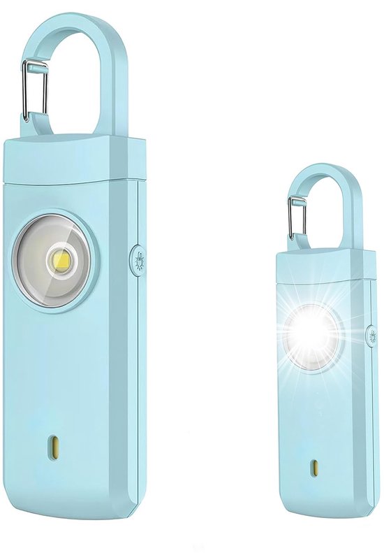 Persönlicher Taschenalarm Mit 130 Dezibel, Led-licht, Notsignal Zur Selbstverteidigung, Schlüsselanhänger, Für Senioren – Blau