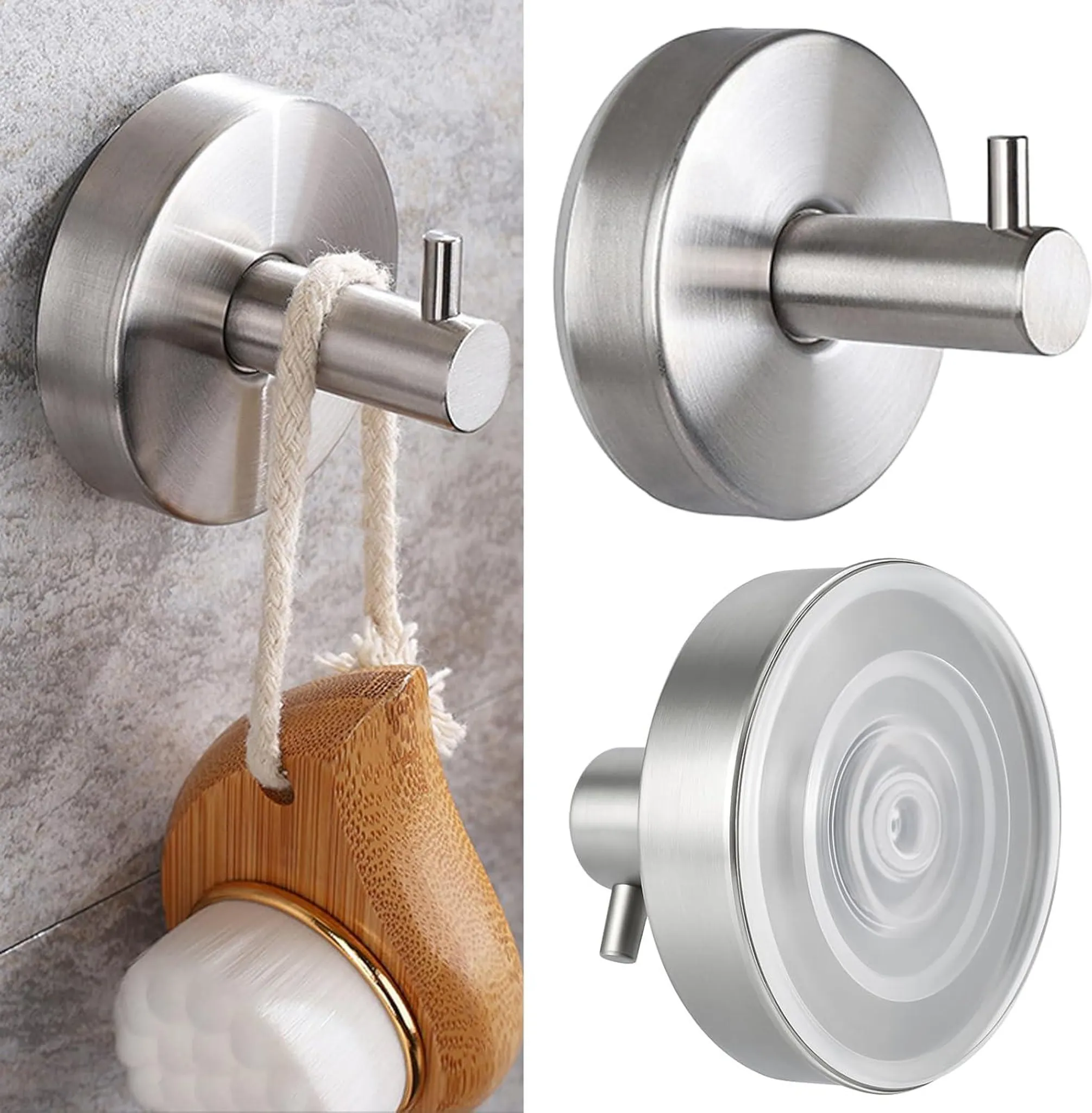 4er-pack Saugnapfhaken, Kein Bohren Erforderlich, Geeignet Für Duschräume, Badezimmer, Küchen, Glas, Spiegel Und Verschiedene Oberflächen - Silber.