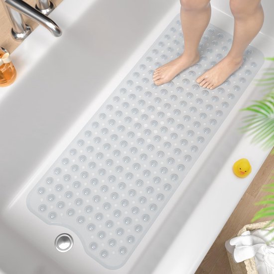 Rutschfeste Badematte, Extra Lange 100 X 40 Cm Rutschfeste Duschmatte, Schimmelresistent, Maschinenwaschbar, Bpa-frei, Transparent.